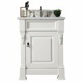 James Martin Vanities Brookfield 26in Single Vanity, Bright White w/ 3 CM Carrara Marble Top 147-V26-BW-3CAR